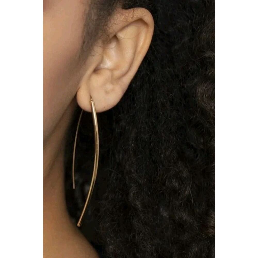 SOKO NEW "Bow Earrings" 24k Plate Gold Arc Threader Half Hoop Minimalist Femme